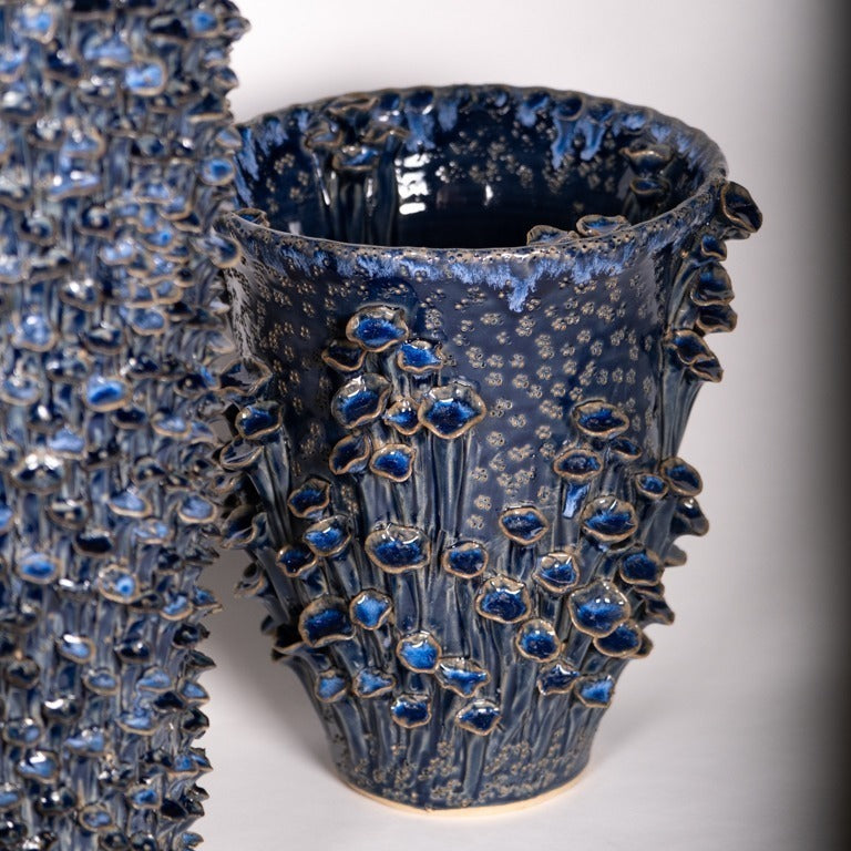 Image of Vaso in Gres Artigianale Blu Smaltato